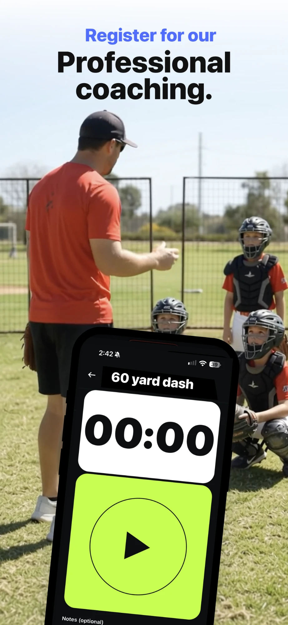 Recording a 60 yard dash with the stopwatch